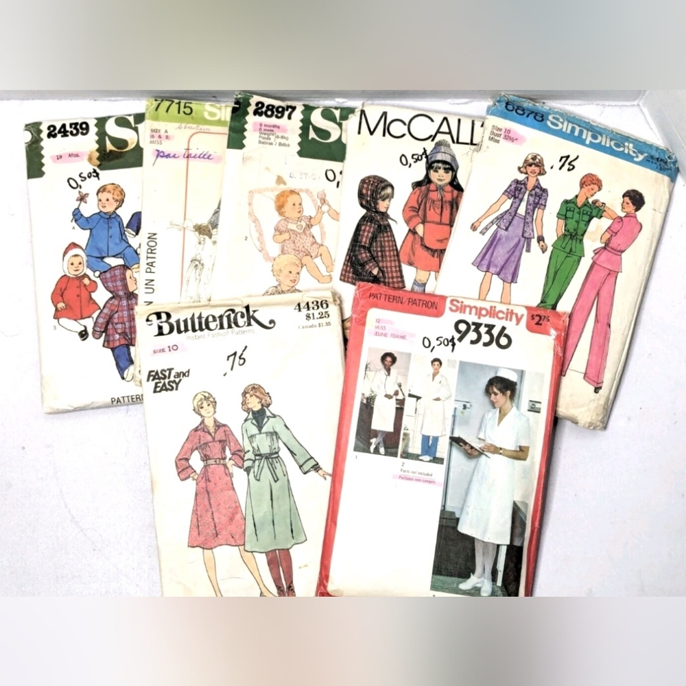 Vintage Sewing Patterns (1970s) Lot of 7 Simplicity, Style, McCall's, Butterick